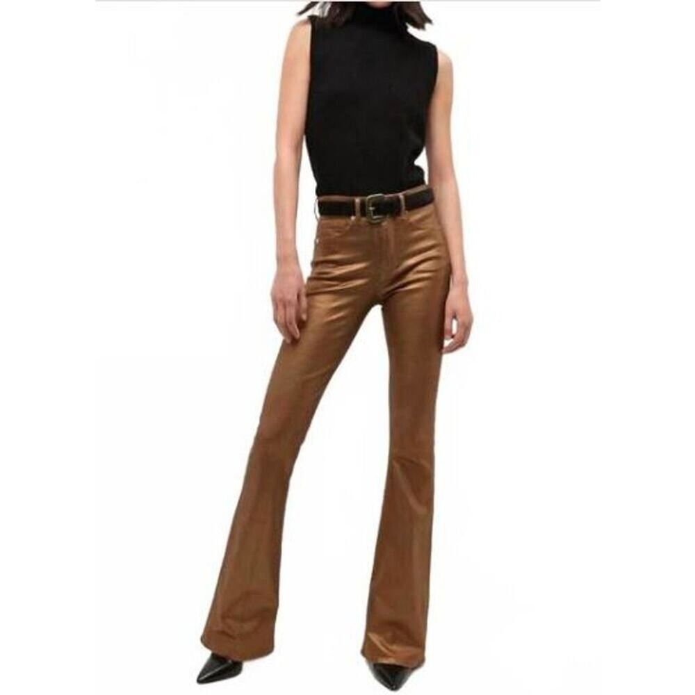 Veronica Beard Women's Beverly High Rise Skinny Flare Jeans 23 Antique Brass